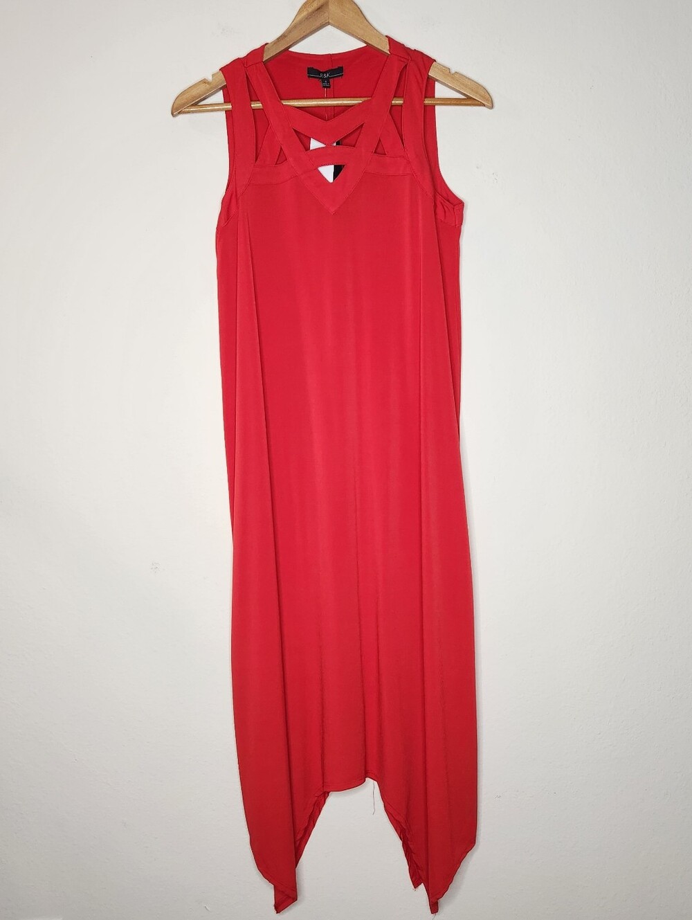 Nwt R&K Womens Size 4 Red Sleeveless Midi Dress